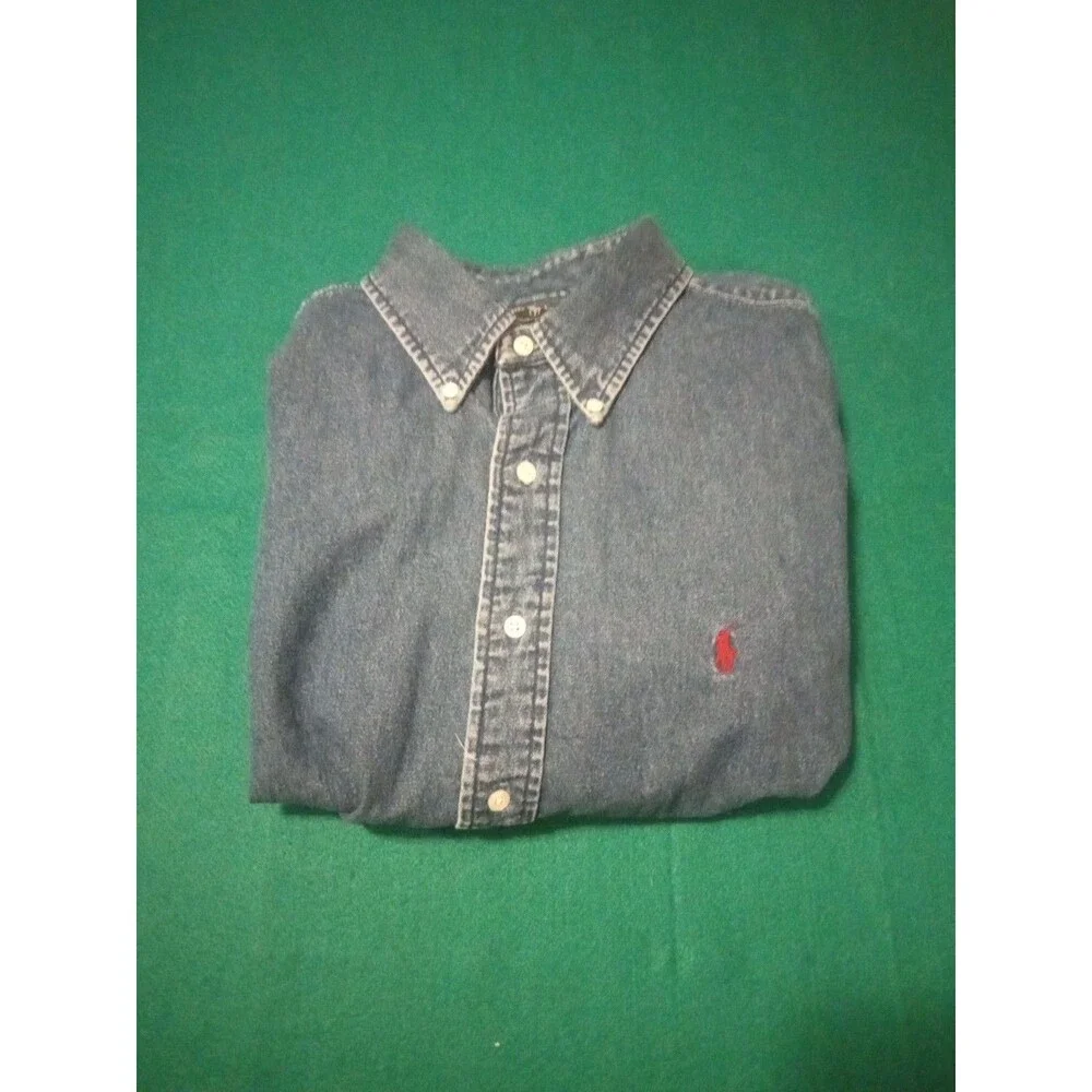 Polo Ralph Lauren Blue Denim Short Sleeve Classic Fit  Button Up Men'XXL